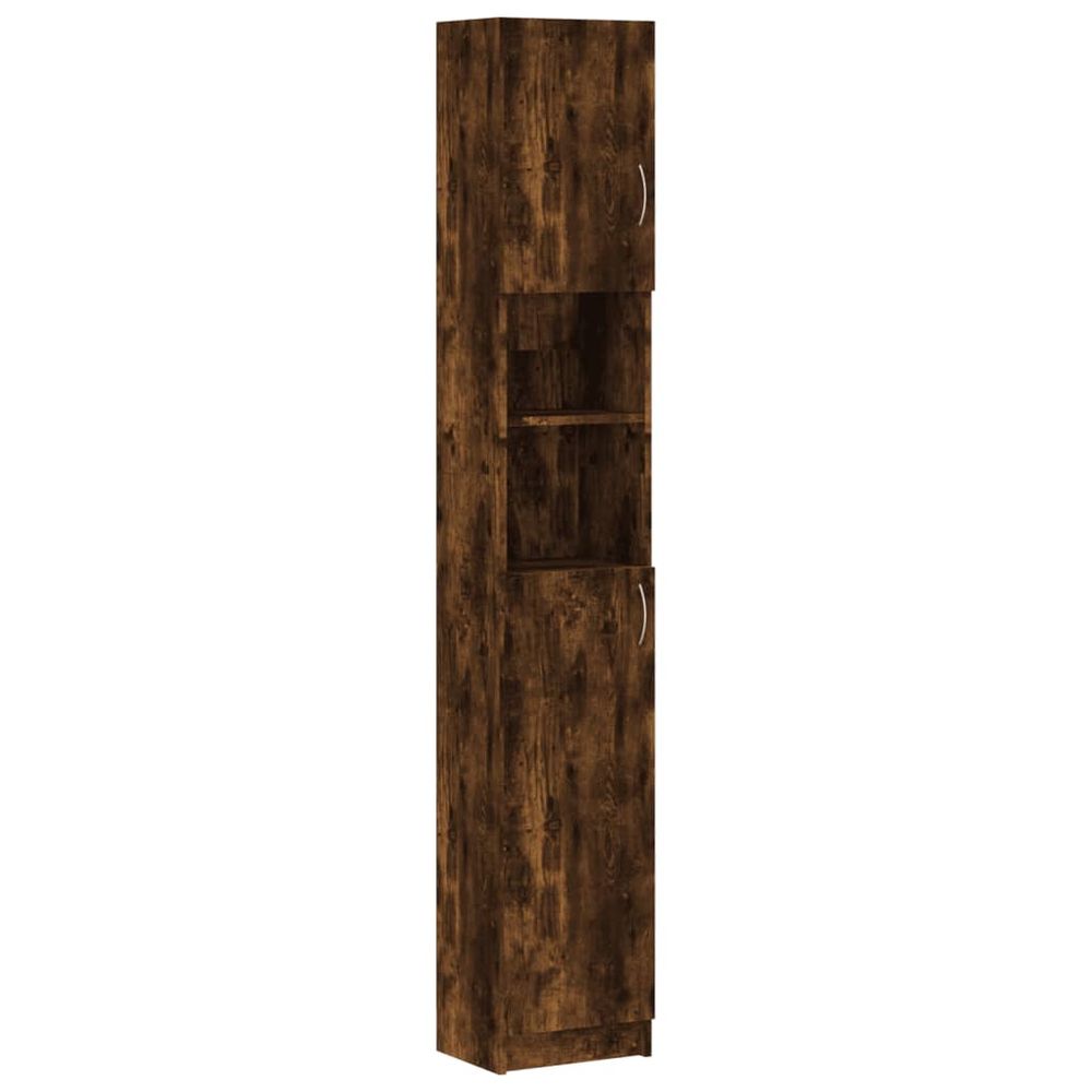 Vidaxl Kúpeľňová skrinka dymový dub 32x25,5x190 cm spracované drevo